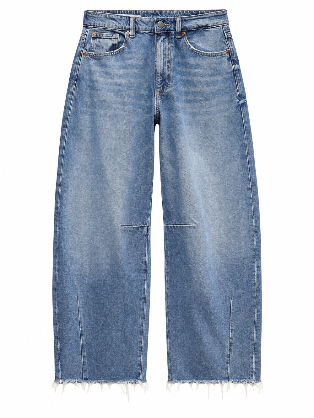 Zara TRF ballon Light Blue Frayed Hem Jeans